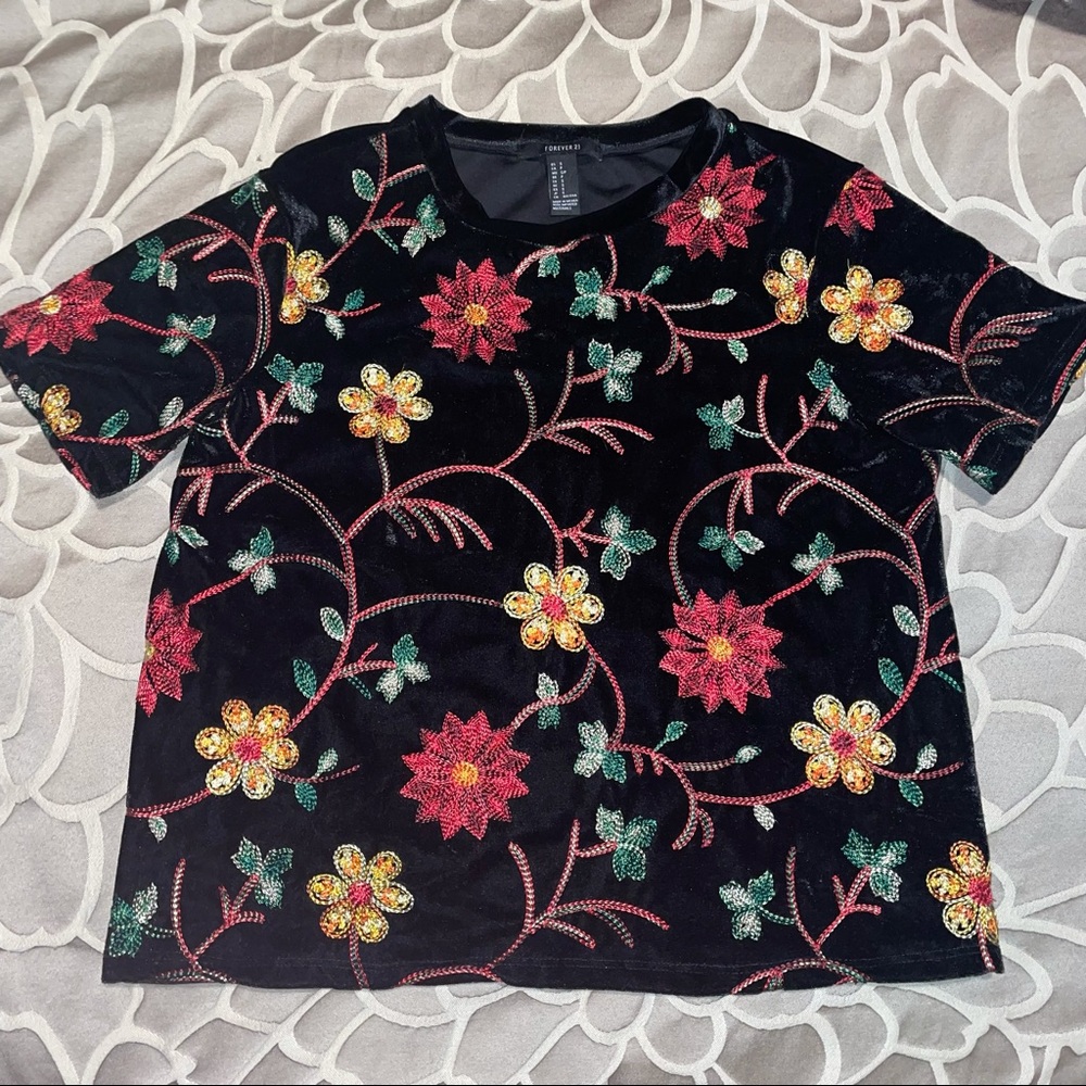 Floral Suede Crop Top